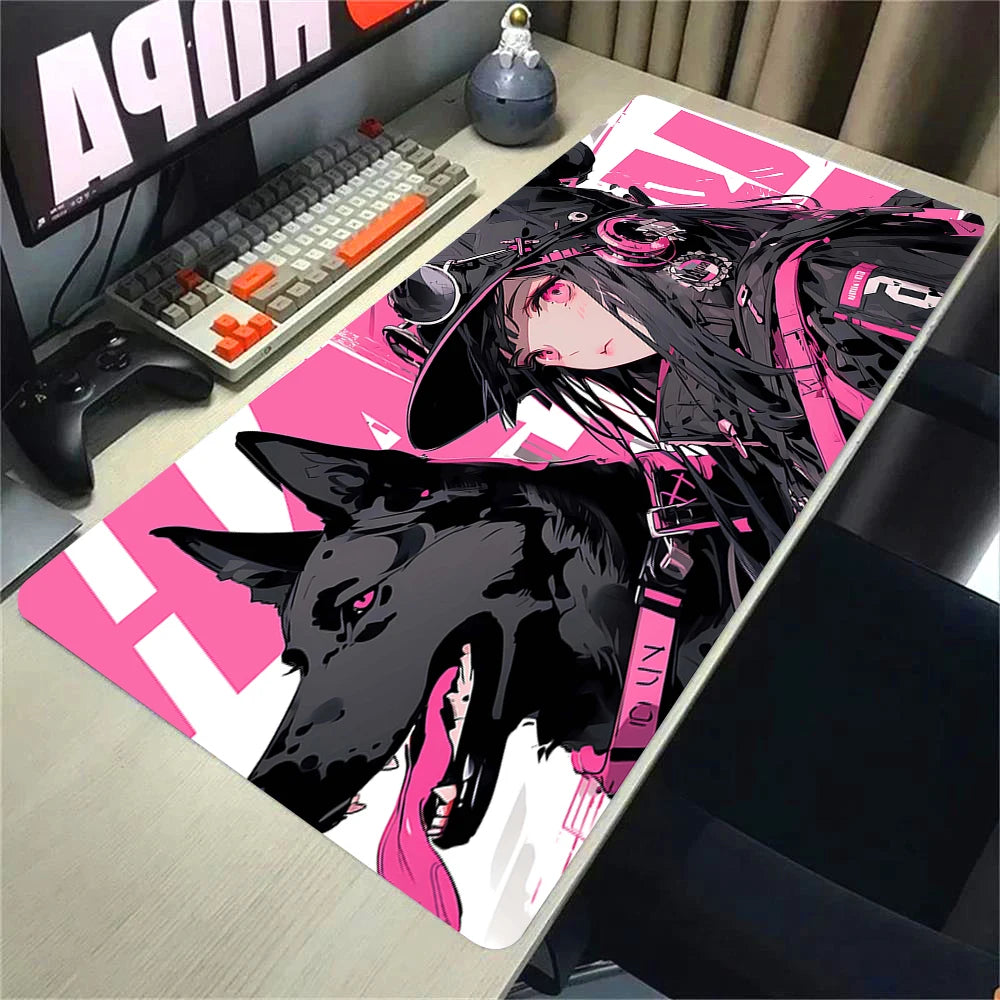 Anime Gaming Desk Mat – Mouse Pad, Kawaii Girl & Cat Design, Smooth Control Surface