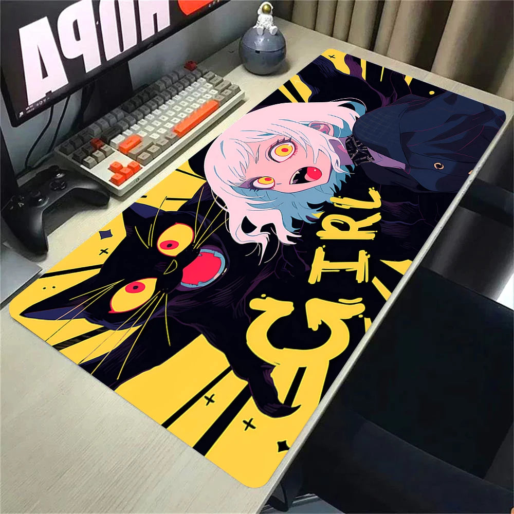 Anime Gaming Desk Mat – Mouse Pad, Kawaii Girl & Cat Design, Smooth Control Surface