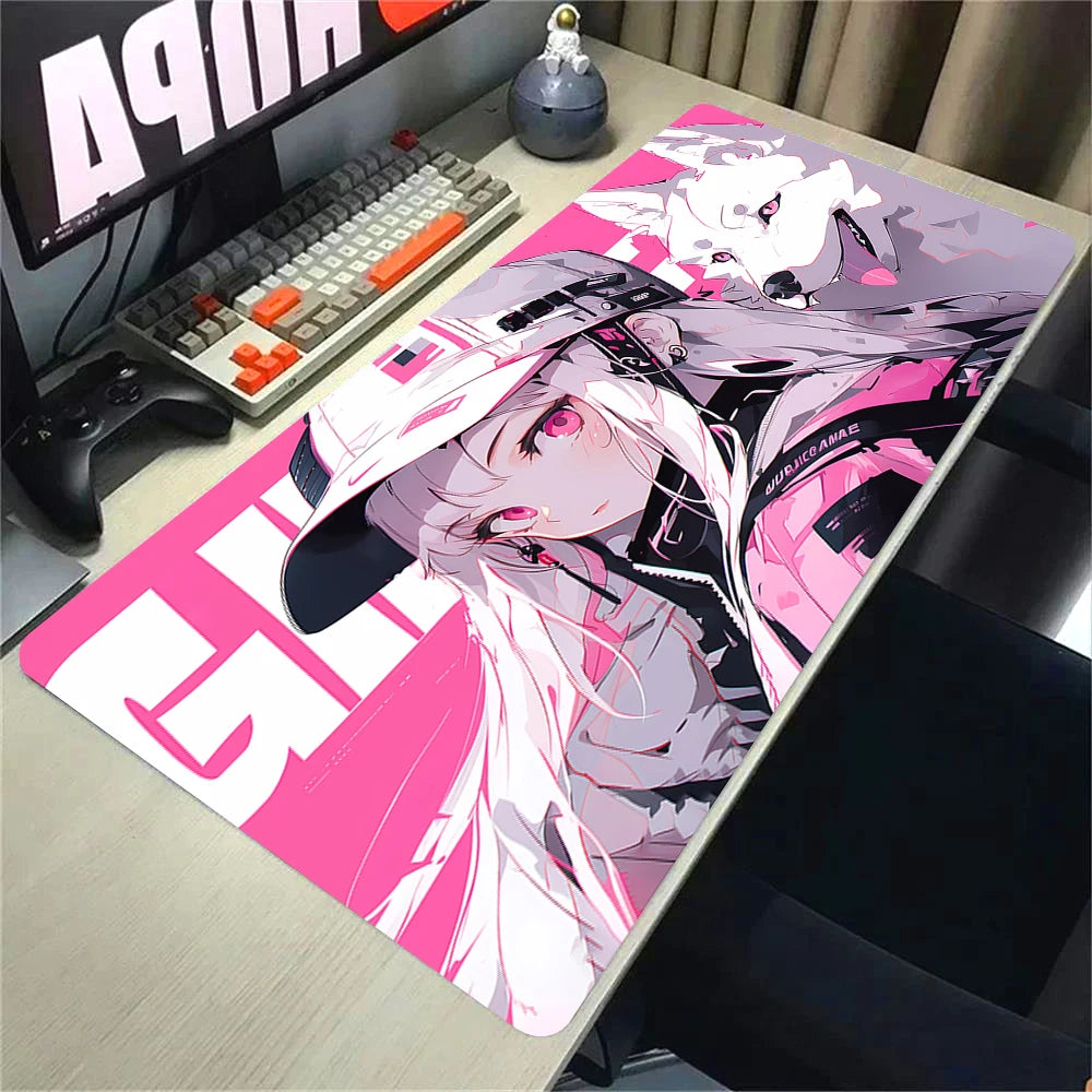 Anime Gaming Desk Mat – Mouse Pad, Kawaii Girl & Cat Design, Smooth Control Surface