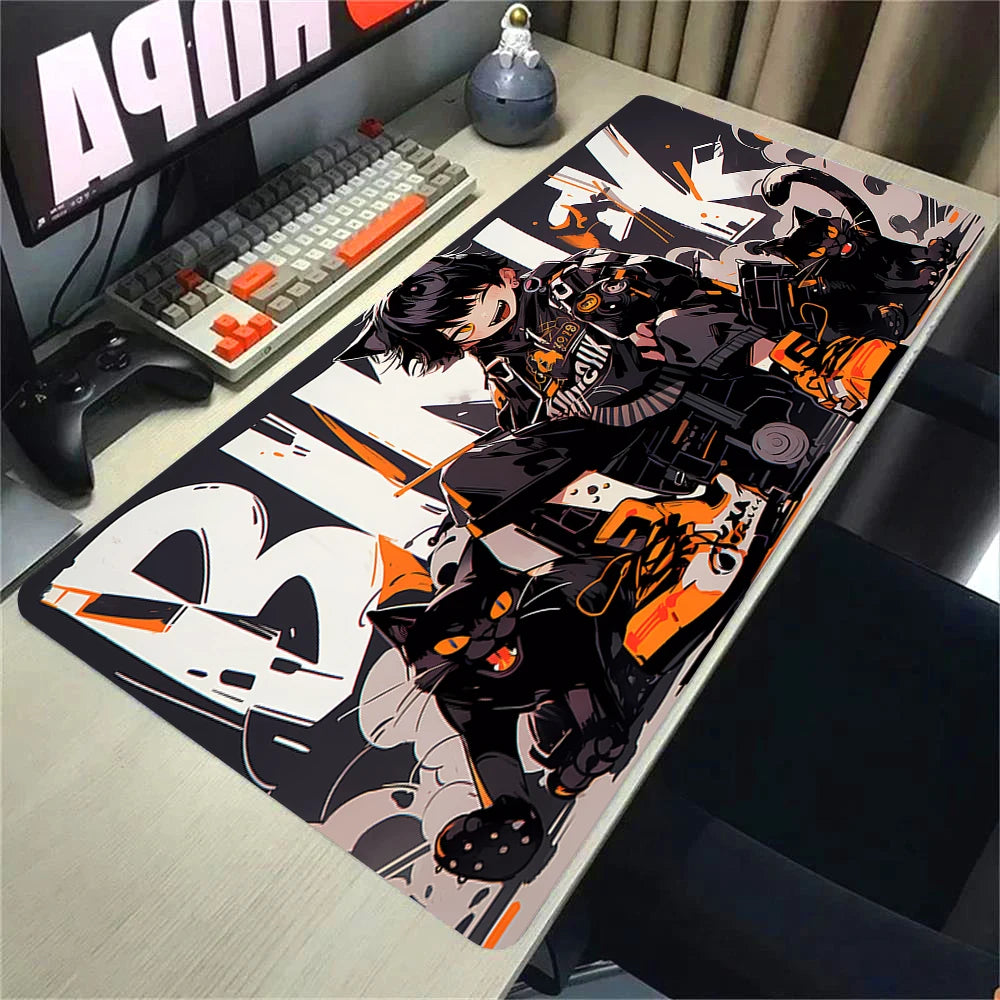 Anime Gaming Desk Mat – Mouse Pad, Kawaii Girl & Cat Design, Smooth Control Surface