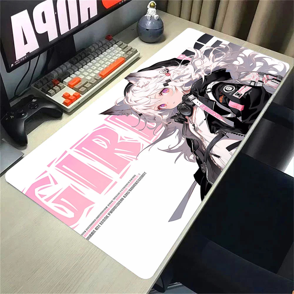 Anime Gaming Desk Mat – Mouse Pad, Kawaii Girl & Cat Design, Smooth Control Surface