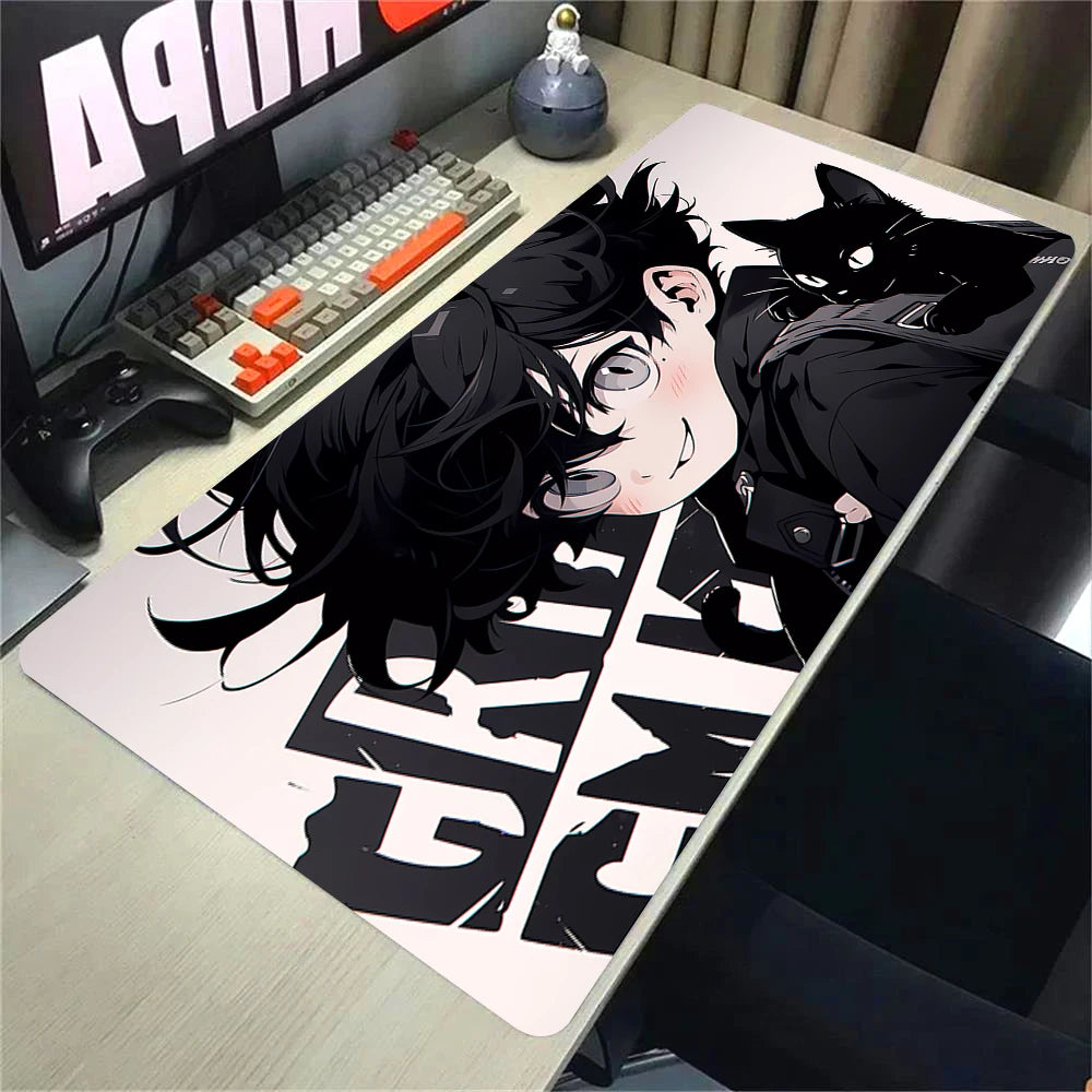 Anime Gaming Desk Mat – Mouse Pad, Kawaii Girl & Cat Design, Smooth Control Surface