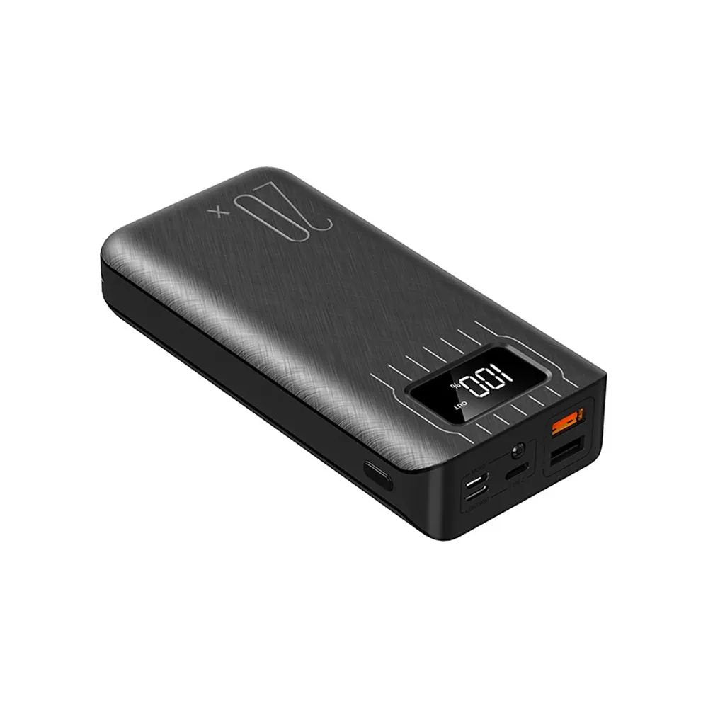 20000mAh External Battery Power Bank Dual USB With LED Flashlight Black